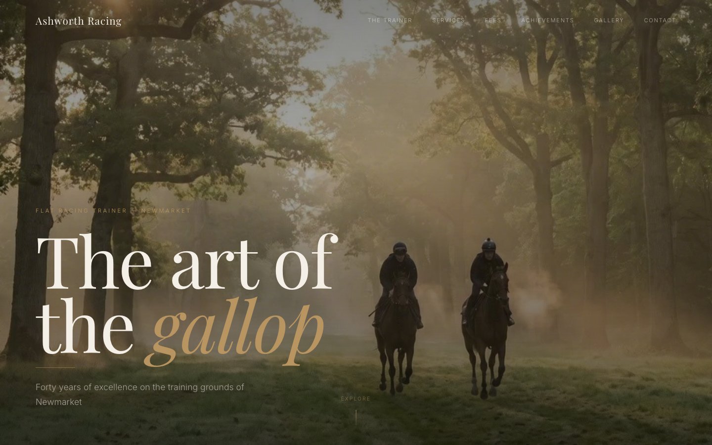 Ashworth Racing racehorse trainer website